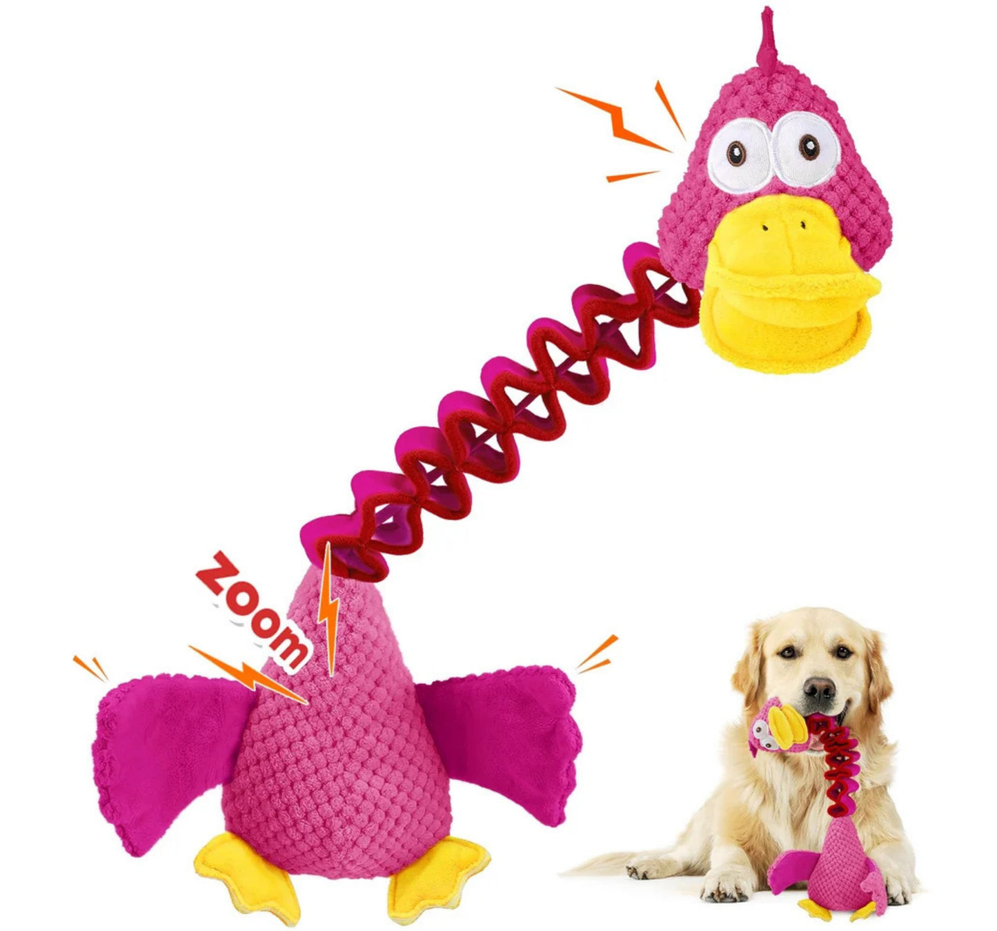 Elastic Flex Pink Duck Sturdy Interactive Dog Toy