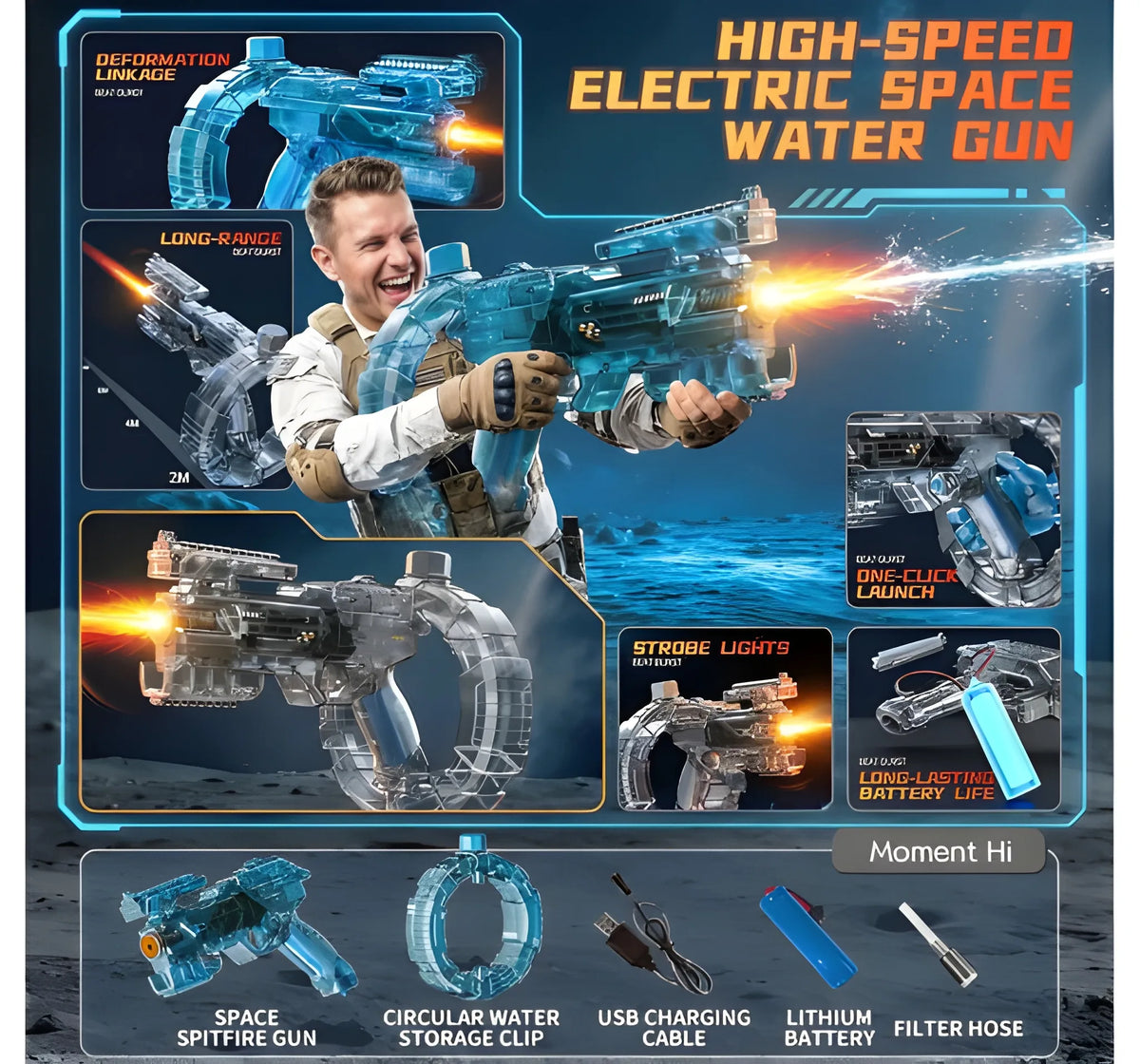 Transforming Electric Water Gun with Automatic Continuous Water Spray for Kids