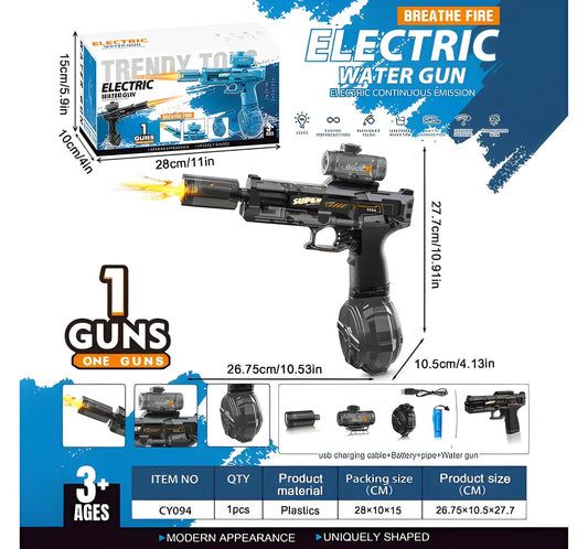 USB Rechargeable Electric Water Gun with LED Lights for Outdoor Water Play