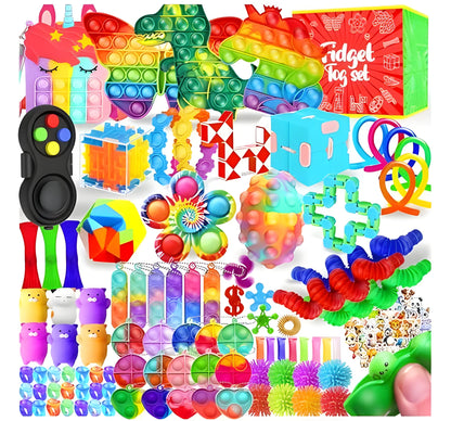 126 Piece Fidget Toy Set for Kids Sensory Play, Stress Relief and Focus