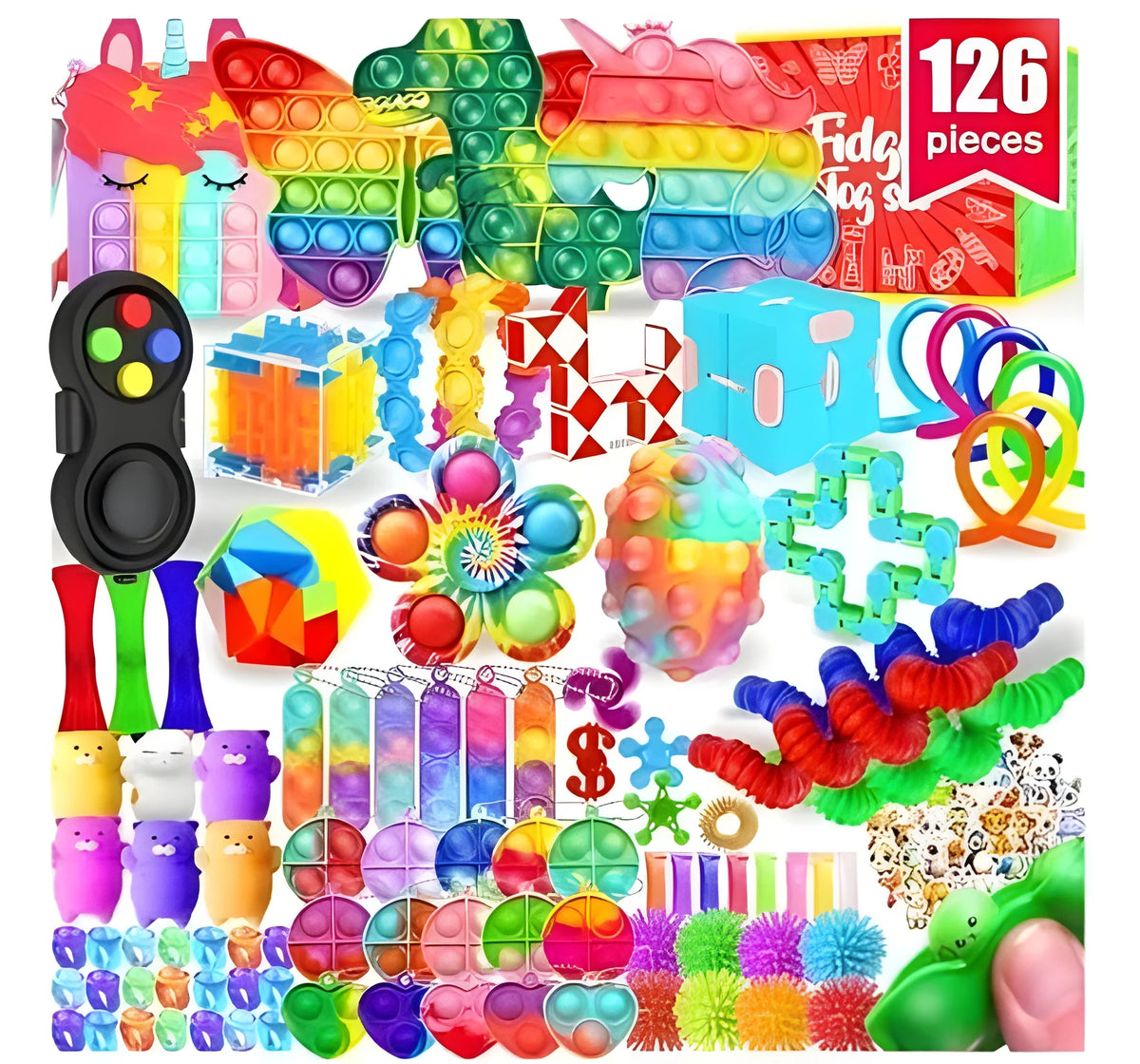 126 Piece Fidget Toy Set for Kids Sensory Play, Stress Relief and Focus
