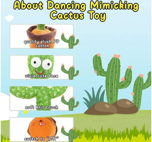 Dancing Cactus Plush Toy with Voice Recording, Singing & Repeating Function