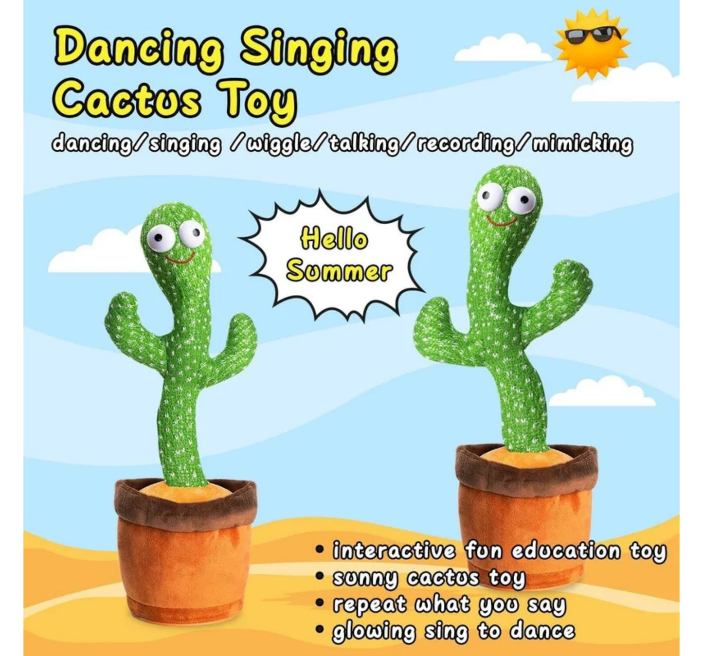 Harmonious Cactus Plush - Dancing & Recording Toy