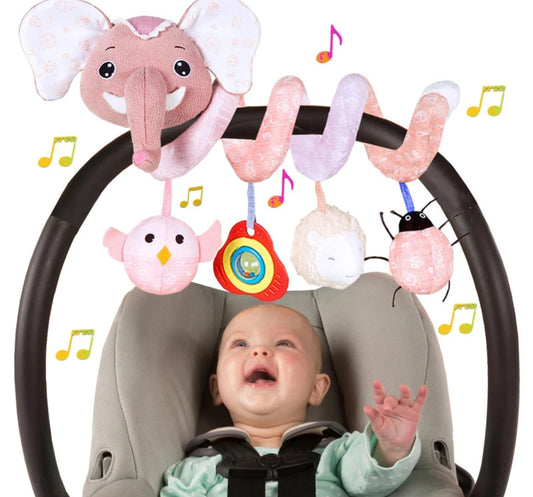 Pink Elephant Spiral Car Seat & Stroller Activity Toy