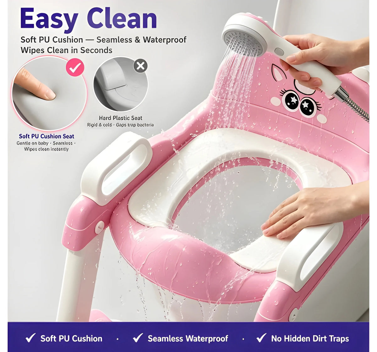 2 in 1 Toddler Potty Training Seat with Ladder, Step Stool and Reward Kit