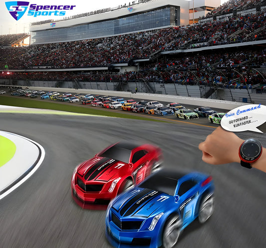 Voice-Controlled RC Sports Car with Smartwatch Remote, Turbo & LED Headlights