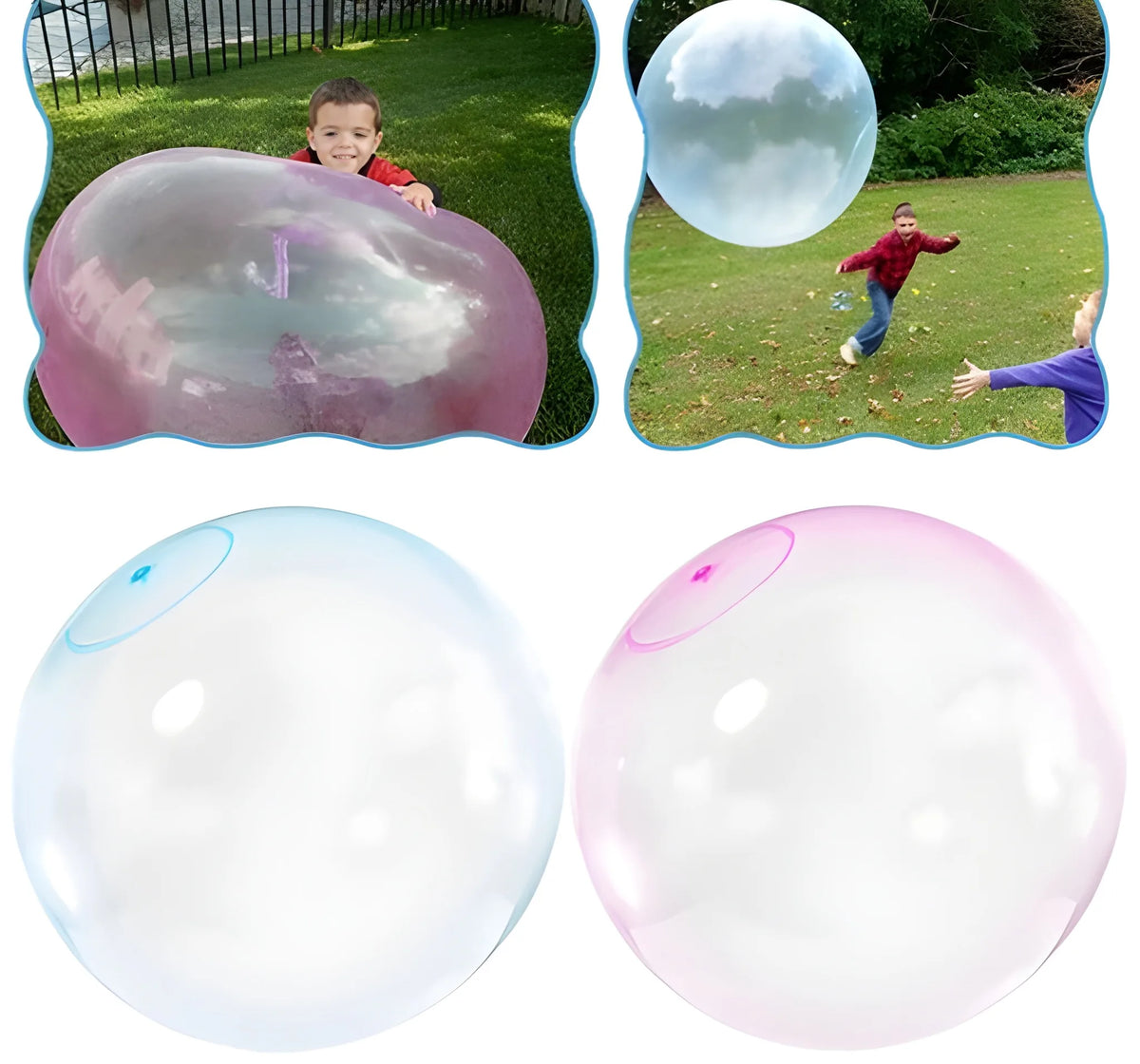 Large Inflatable Bubble Balls 2 Pack 27.5 Inch Soft Outdoor Play Balls