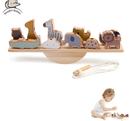 Wooden Tree Balance Toy Set with Peg Dolls for Montessori Learning and Creative Play
