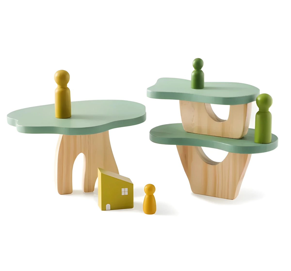 Wooden Tree Balance Toy Set with Peg Dolls for Montessori Learning and Creative Play