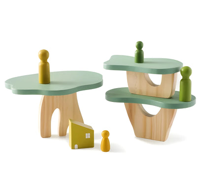 Wooden Tree Balance Toy Set with Peg Dolls for Montessori Learning and Creative Play