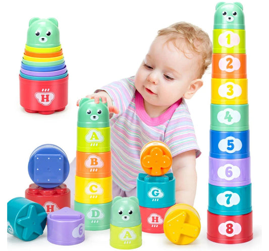 Ynanimery Stacking Cups & Soft Blocks Teething Toy Set