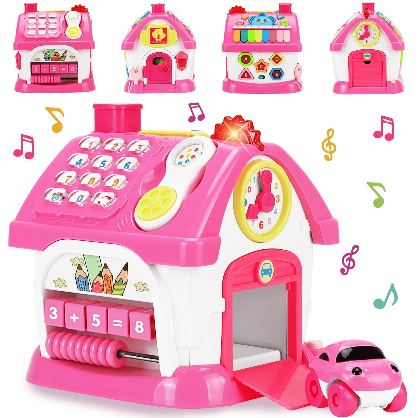 Toys for 1+ Year Old Girl Gifts: Montessori Musical Toddler Toys Age 1-2 - 8-in-1 Multi-Functional House Educational Baby Toys 6-12 12-18 Months - First Birthday Gift for 1 2 Year Old Girls Boys Kids
