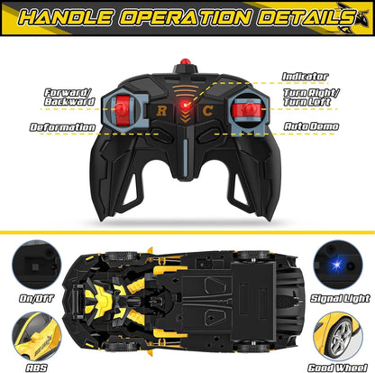 Rc Cars for Boys 4-7 8-12, 2.4Ghz Remote Control Car 1:18 Scale Transforming Robot, One-Button Deformation 360° Rotation Car Toy Gifts for Boys 3-5