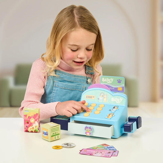 Cash Register Playset, Interactive Play Register with Detachable Scanner, Toy Credit Card, and Dollar Bucks, Shopping Toys for Kids Ages 3+