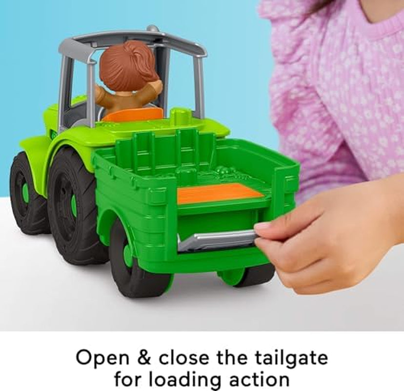 Little People Toddler Toy Push & Play Tractor Push-Along Musical Farm Vehicle with 2 Figures for Pretend Play Kids Ages 1+ Years