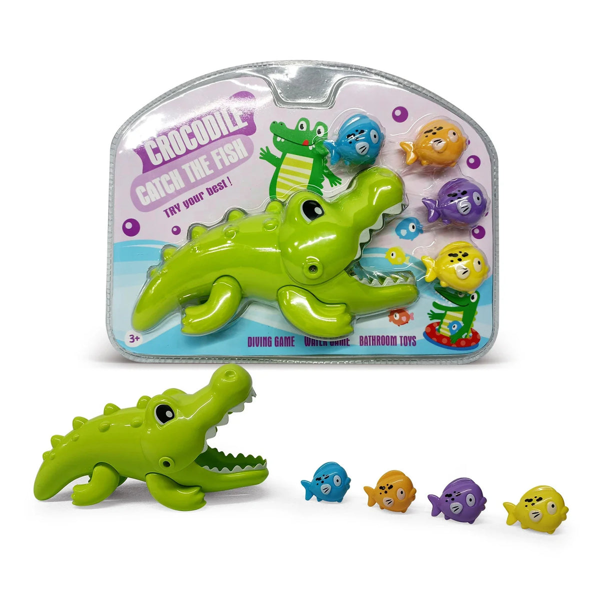 Baby Bath Toy Crocodile and Small Fish for Infant Baby Age 3+ Years Old Toddlers Boys Girls, BPA Free, Kids Shower Gifts