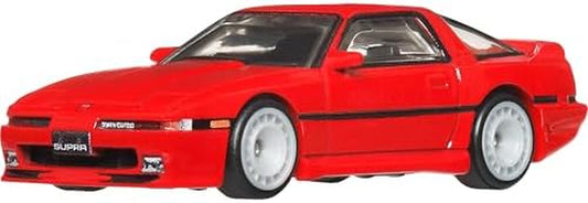 Premium Car Culture Collectible Toy Car, 1:64 Scale Die-Cast Toyota Supra A70, Ronin Run 2 Vehicle with Real Riders Tires