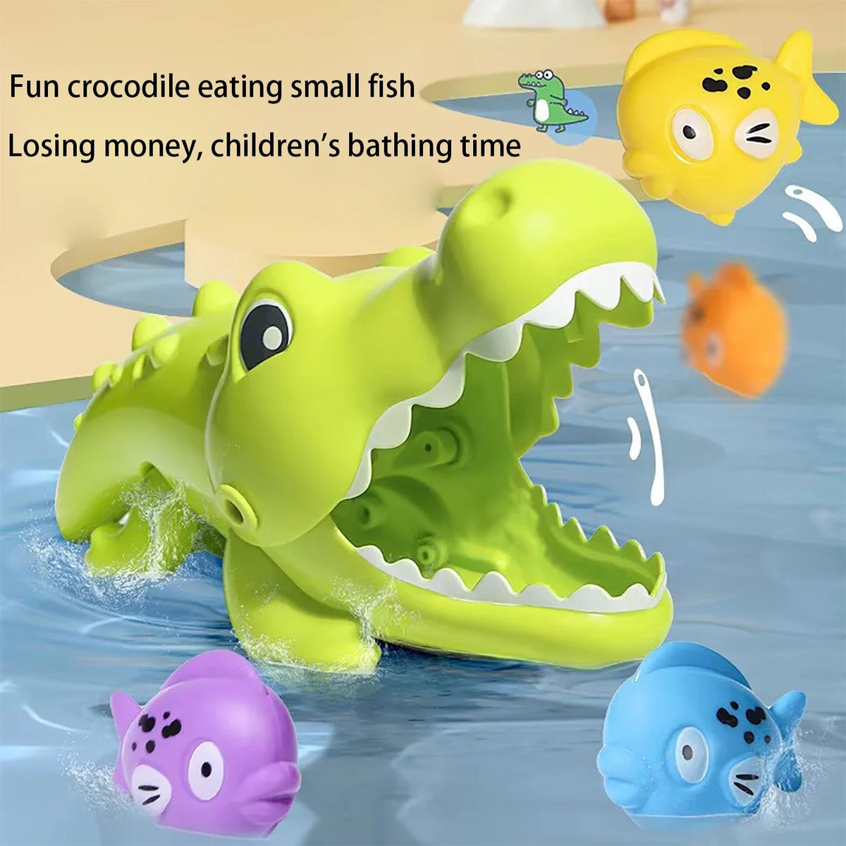 Baby Bath Toy Crocodile and Small Fish for Infant Baby Age 3+ Years Old Toddlers Boys Girls, BPA Free, Kids Shower Gifts