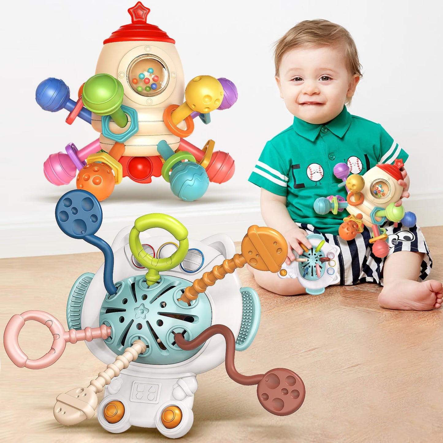 Infantile Sensory and Teething Delight Set - Dual Educational Toys for Babies