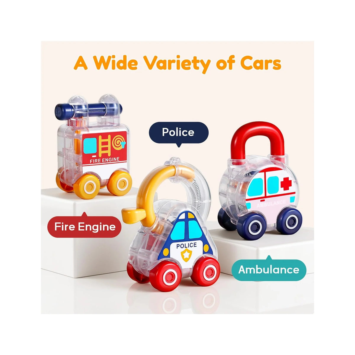 Toddler Lock Key Toy, Montessori Learning Sorting Matching Toy, Baby Fine Motor Development, Infant Activity Push Car, Educational Birthday Gift for 1 2 3 Year Old Kid Boy Girl