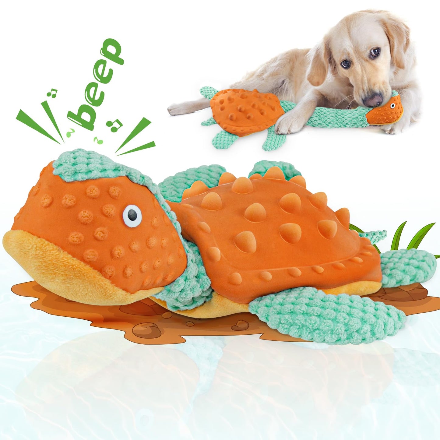 Gentle Turtle Plush Squeaky Toy for Dogs